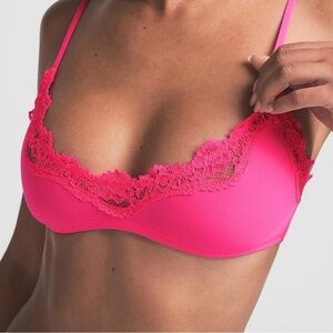 SKIMS Fits Everybody Lace Scoop Bralette Neon Rose Size M